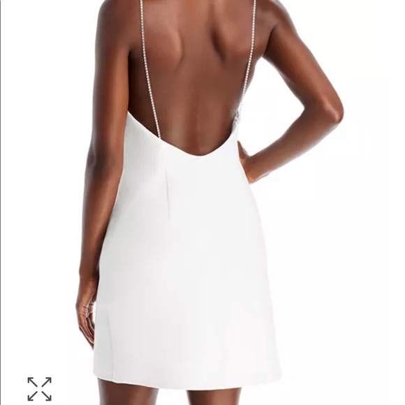 Bloomingdale’s White Satin Cowl Neck Dress with Rhinestone Straps - Bachelorette - Picture 7 of 12